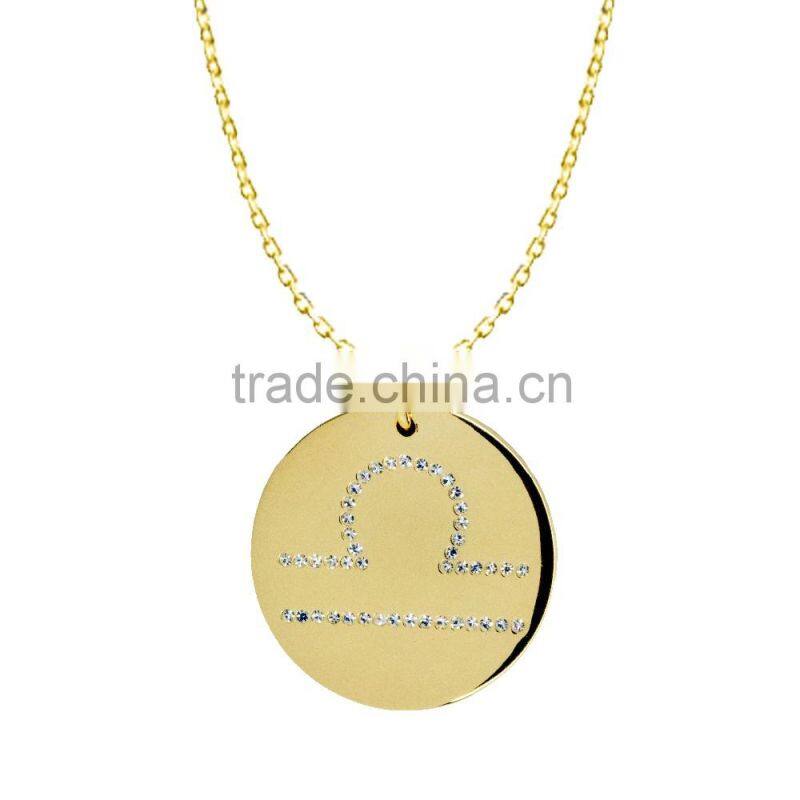 925 Silver/Brass Pandents Rose Gold/Yellow/Silver Plated with Genuine Crystal Customize Design 'Horoscope' for 'Libra'