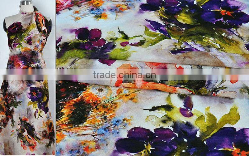 silk linen custom printed fabric for garment