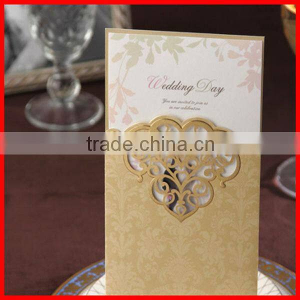Delicated royal design gold happy ornamental engravingwedding invitation card
