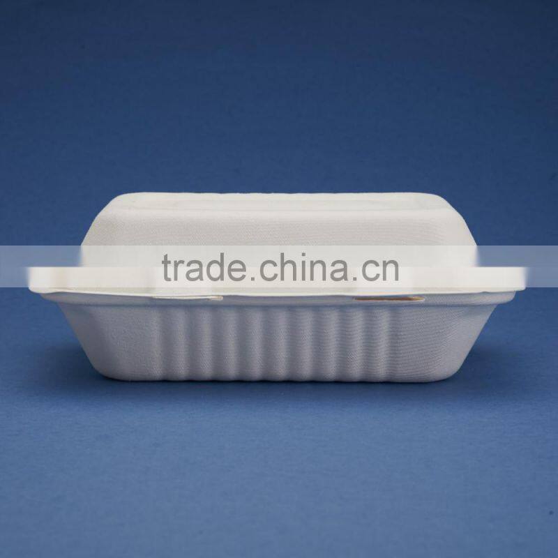 9"X6" sugercnae 2 compartments clamshell