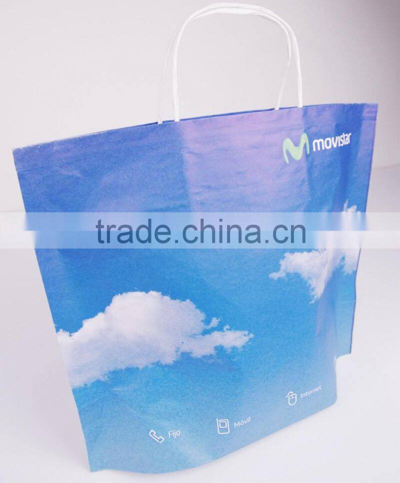 Hot sale eco friendly white kraft paper bags in cheap price with white twisted handle