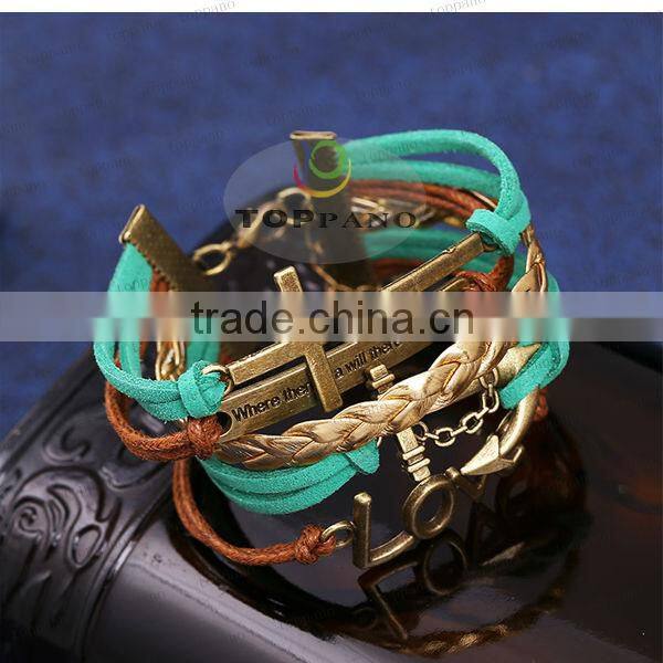 new design fashion leather braided bracelet