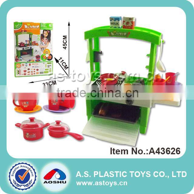 Play At Home Pink plastic supermarket kids shopping trolley toy with fruits vegetables food