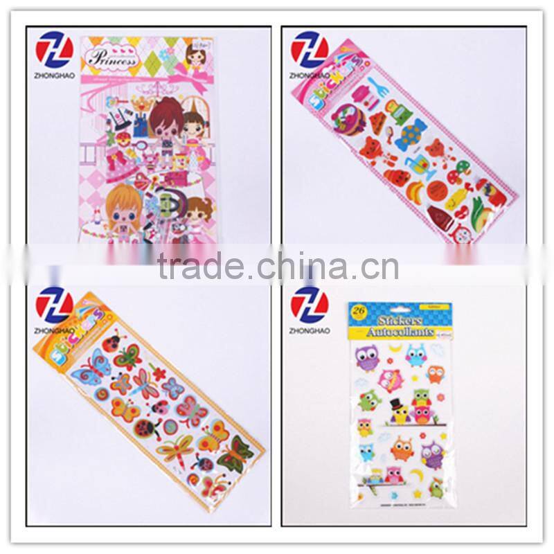 Promotional wholesale custom different animals puffy sticker