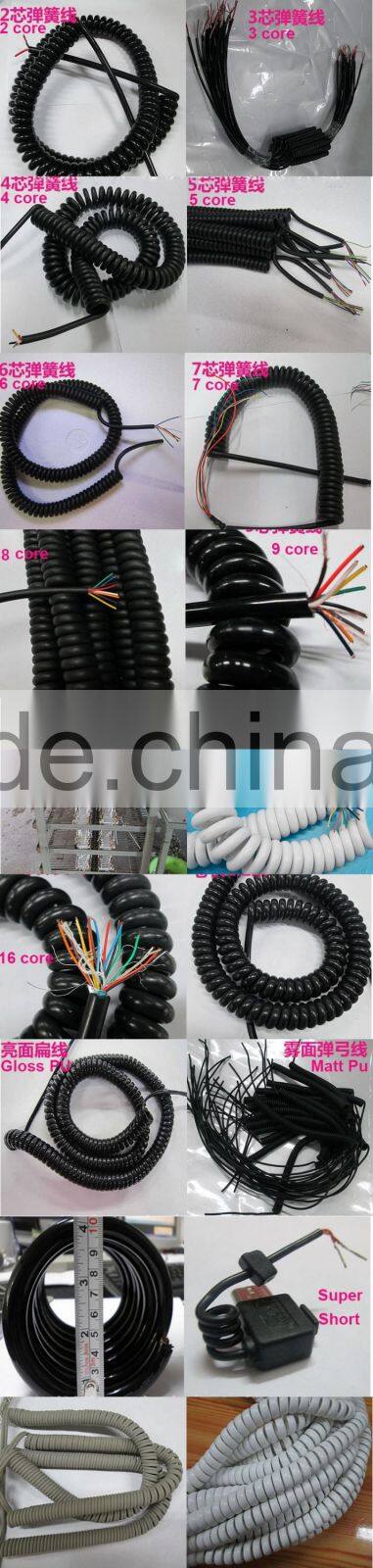 Black gx16 coiled spiral cable one side the other side with excellent terminal lead