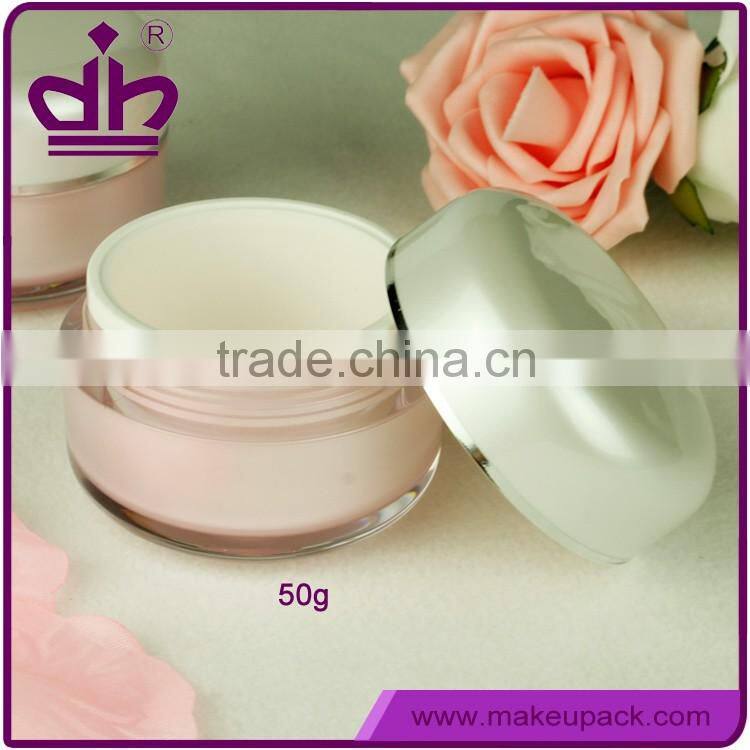 Wholesale 50g plastic double layer pink cosmetic containers