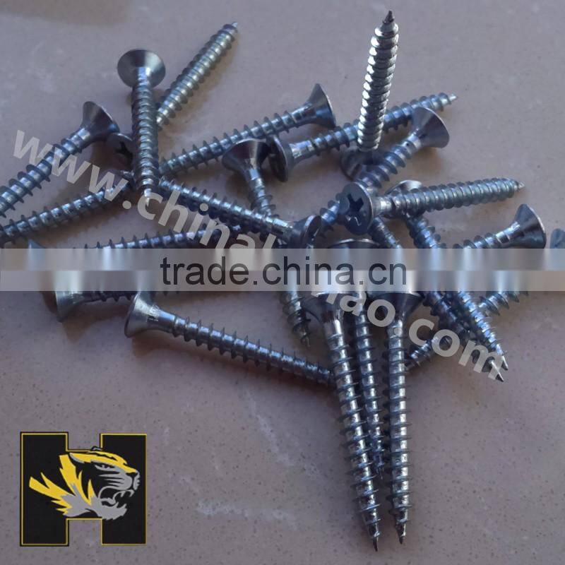 2016 new white zinc flat head fibre board screw chipboard screw to wood