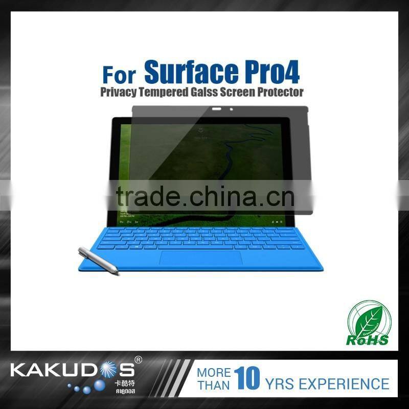Factory price !! Privacy Anti-Spy 0.3 curved Tempered Glass Screen Protector for Surface Pro 4