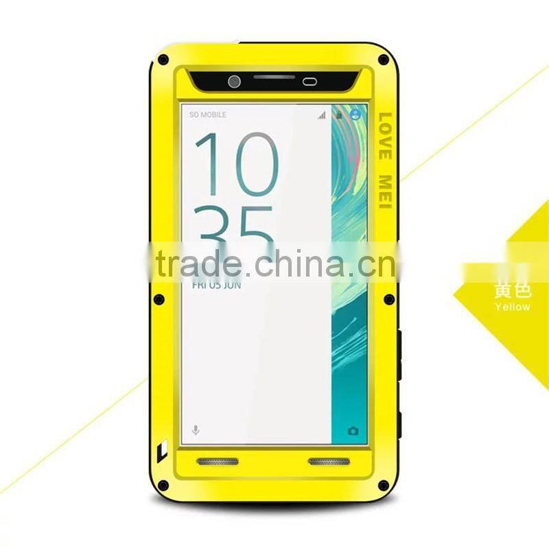 For Sony Xperia X Case Love Mei Powerful Rugged Waterproof Shockproof Dirtproof Case with Glass Metal Aluminum case