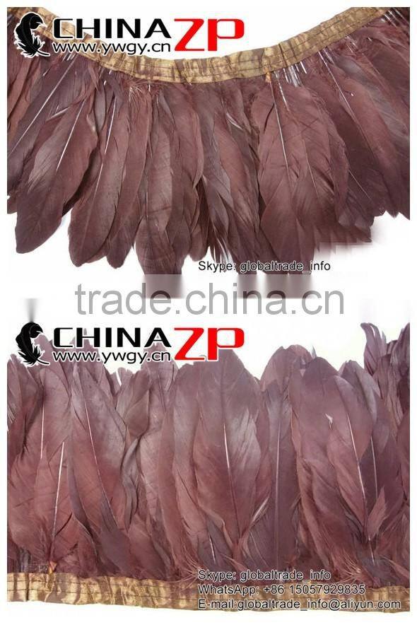Top Supplier ZPDECOR Good Reputation Goose Dyed Brown Satinettes Feathers Trim