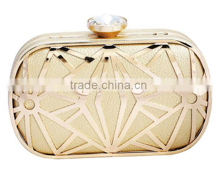 2014 metal mesh and leather evening bags fashion clutch Evening Bag