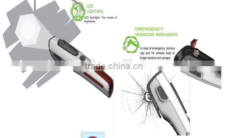 top quality German auto accessory with glass breaker, seat belt cutter, cellphone charger, power generator