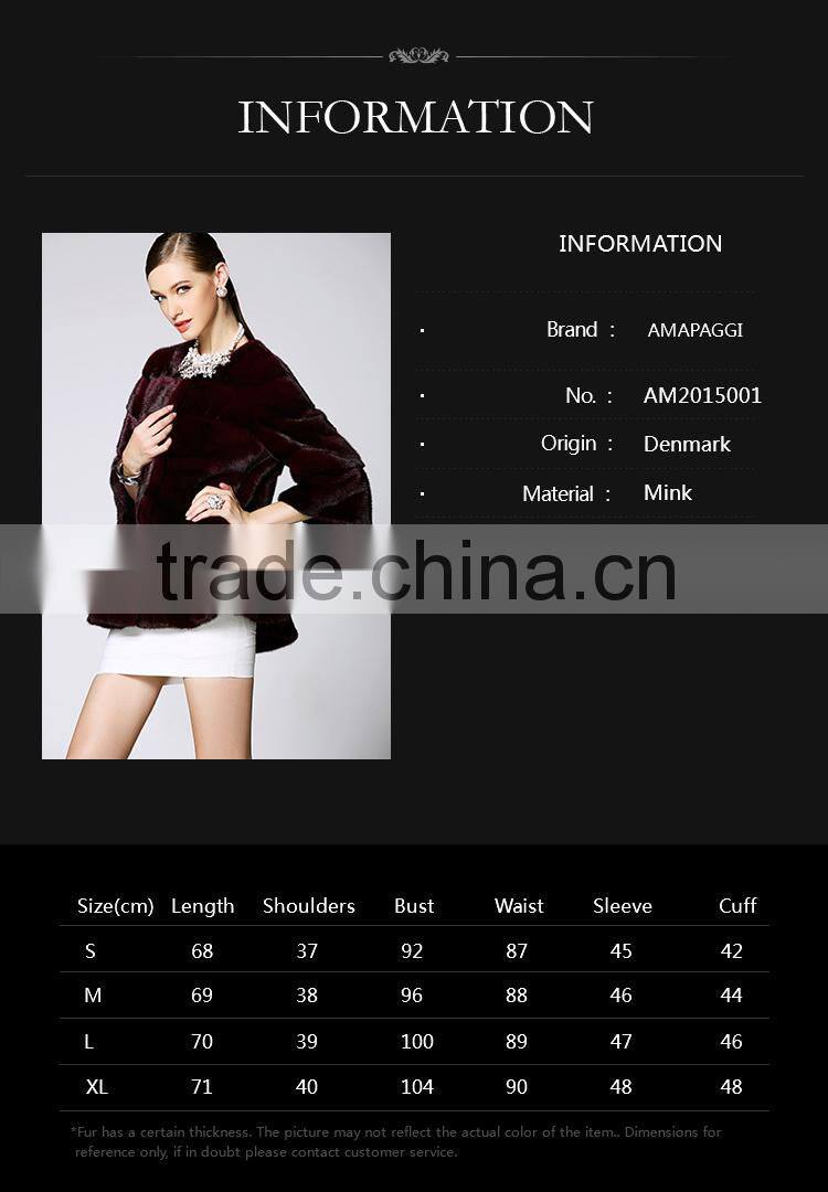 wholesale purple denmark mink fur coat with factory price