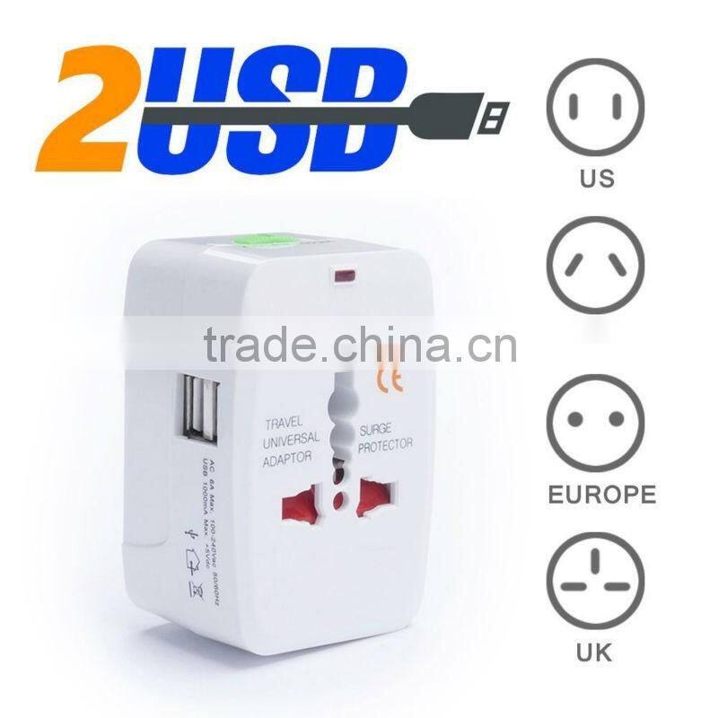 2 USB Port All in One Universal Travel AU UK US EU Plug Adaptor