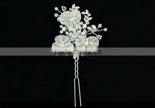 Bridal Wedding Ivory Fabric Pearl Handmade Hair Clip CT1400