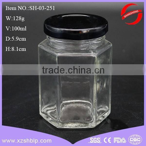 100ml 200ml 180ml 280ml 750ml hexagonal glass jar for honey