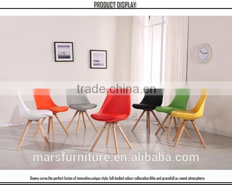 Cheap plastic furniture design wooden leg dinning room chair
