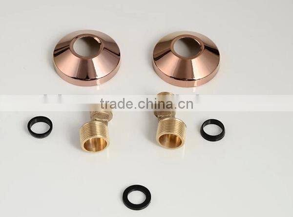 bathroom rose gold color shower mixer taps, wall mounted brass shower set