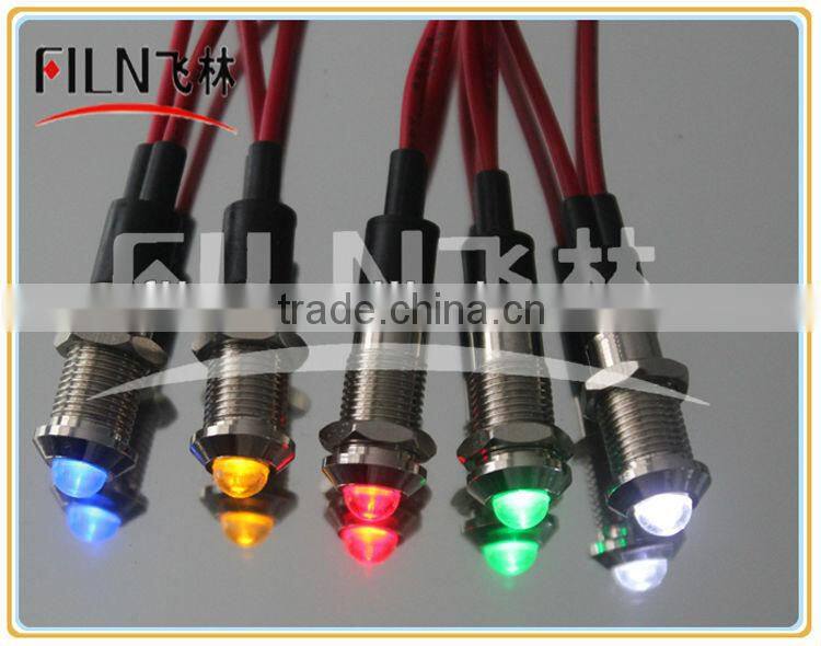 Red 8mm Metal led pilot lamp 220V panel light raised rgb led indicator light led flat panel lighting