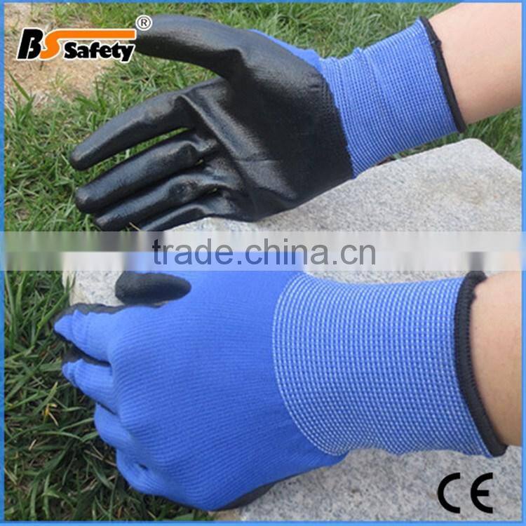 BSSAFETY Disposable nitrile coated anti sliping working gloves