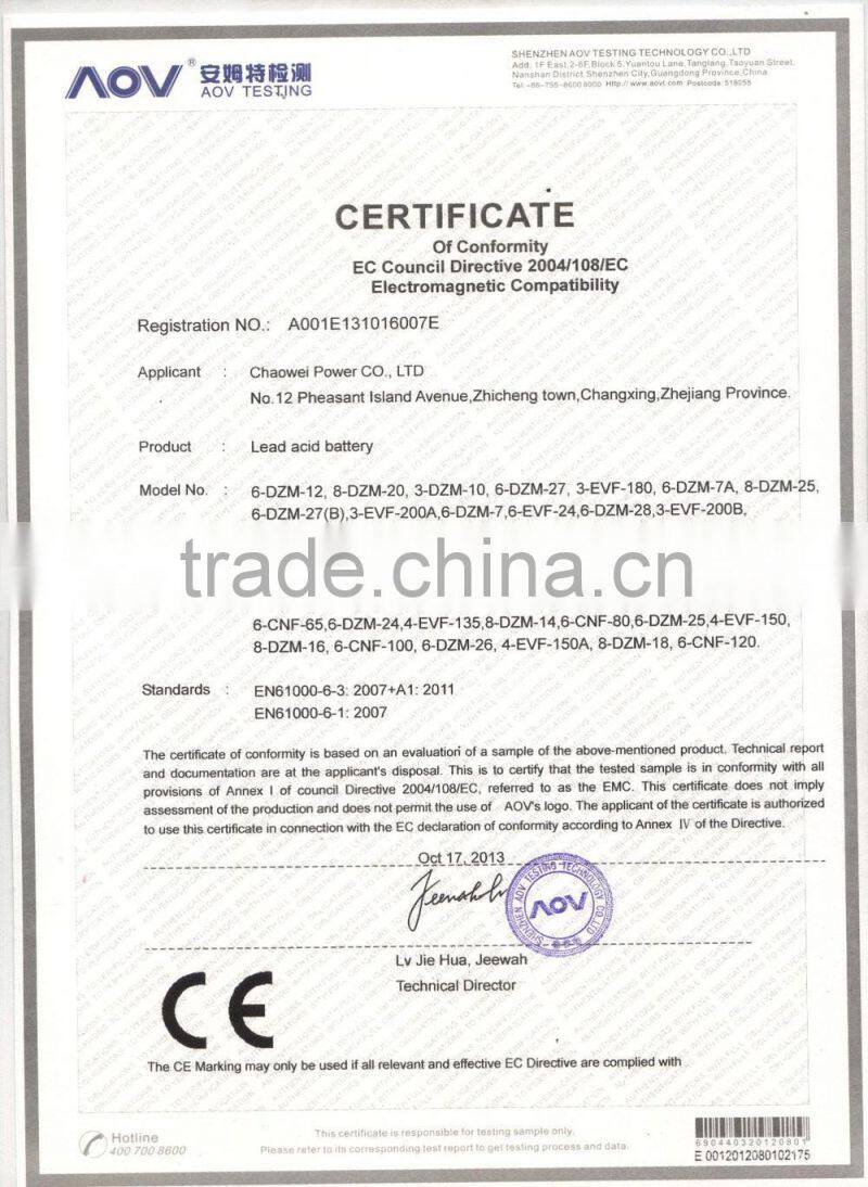 Chilwee MF Silicone gel battery 12V14AH/20HR for UPS Application