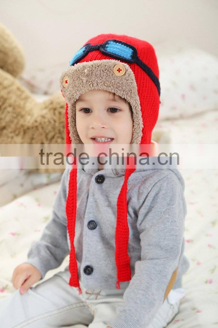 New Cute Baby Toddler Boy Girl Kids Pilot Aviator Cap Warm Hats Earflap Beanie Children Knitted Winter Hats