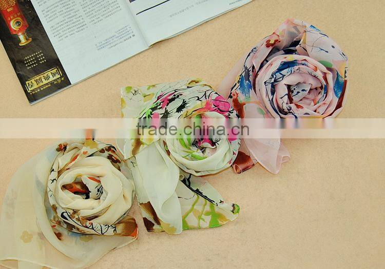 2016 New Fashion Cheap Flower Chiffon Scarf Elegant Style Spring Summer Silk Scarves Shawl Women