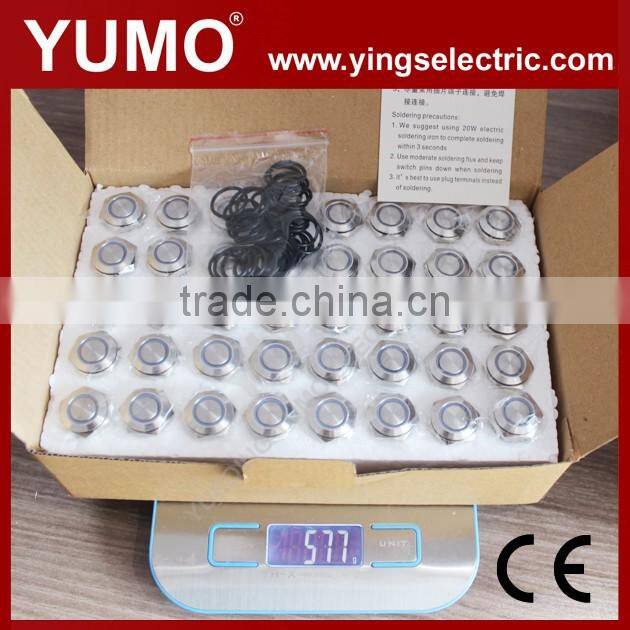 Hot sale LA16JSF ROHS 16mm flat round with ring LED IP65 pin terminal 3A/250VAC push button switch push button music boxes