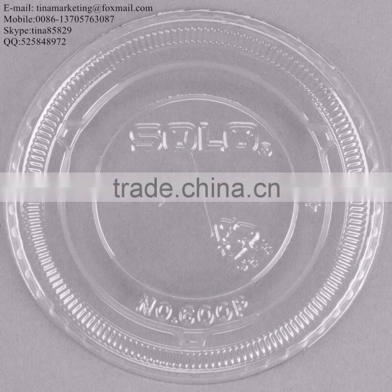9-10 oz. Clear Flat PS Plastic Lid with Straw Slot for Cold Drink Cup China Manufactory Price