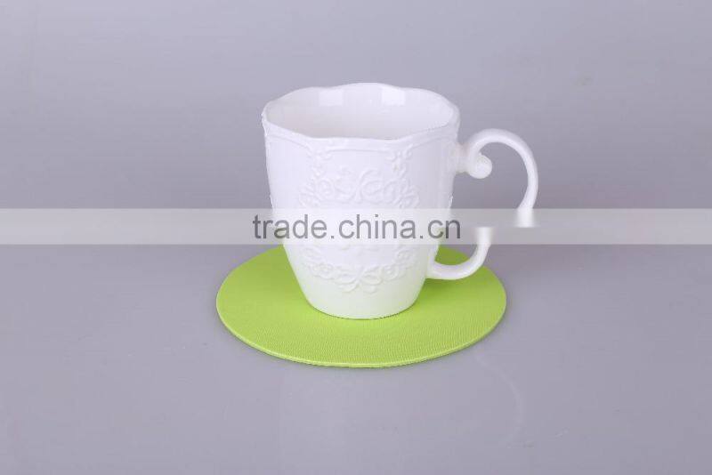 2015 new products home used high temperature resist eco-friendly marerial EVA pink green and blue fresh color round cup coaster