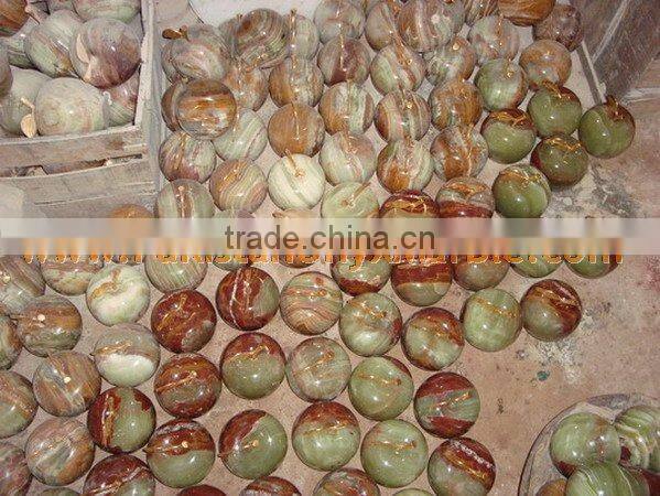 Factory Made Buy cheap PURE home decoration ONYX APPLE WITH BRASS LEAF HANDICRAFTS