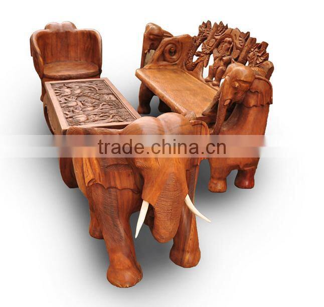 Southeast Asia Style Wood Carved Sofa Chair, Exquisite Handcarving Living Elephant Leisure Chair (BF01-X1174)