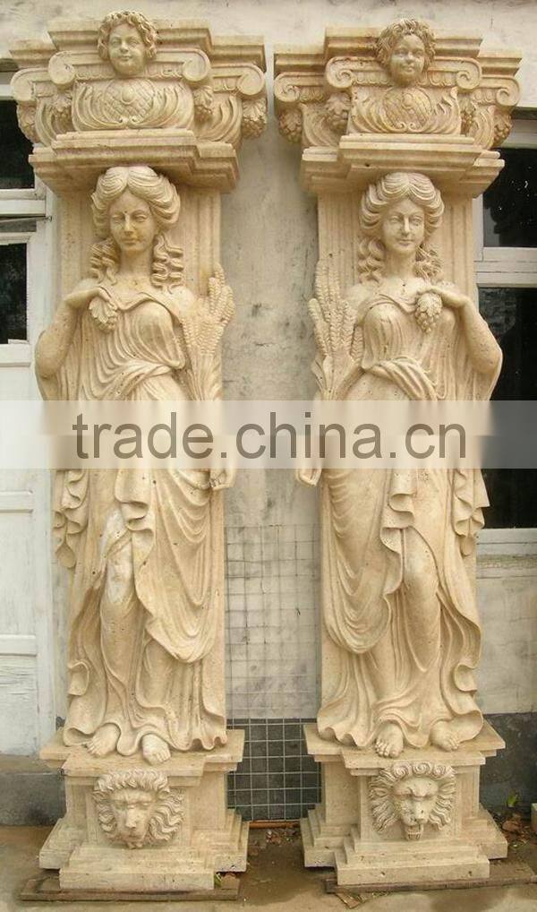 Western Style Carved Stone Statue Pillar