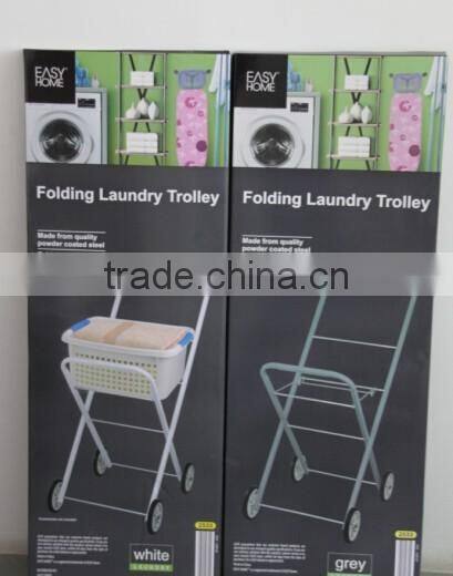 Rolling Laundry Cart Tubular Metal Frame Heavyweight White Bag Wheels Home NEW