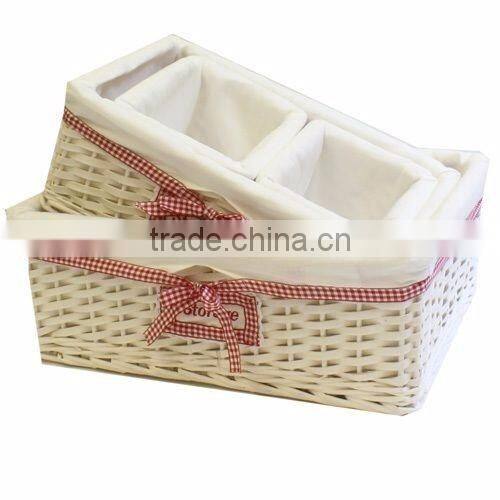 Rectangular Honey Wicker Storage basket Willow Wicker Hamper Storage Basket-With Cream Linning