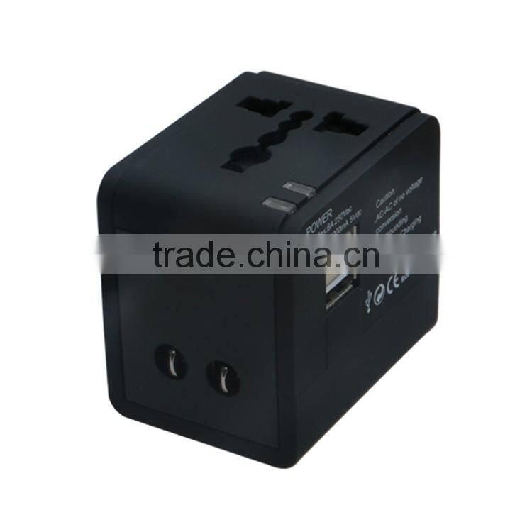 Factory High Quality Universal Travel Adapter with double USB Charger World Travel Adapter USB Travel Adapter of 1000MA
