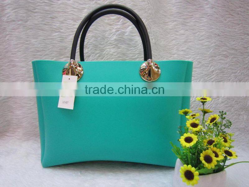 Silicone Bag, New Silicone Tote Bag with Zipper, Mint Blue