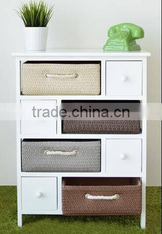 Elegant chic custom Wooden Cabinets with wicker drawers for living room kitchen bathroom