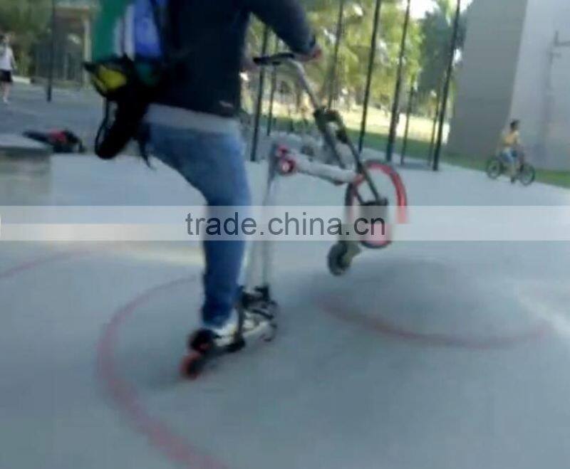 Newest Model Four wheel Roller Skating Shoes bike Folding Four wheel Skating Bike with Roller Skating Shoes For Adult