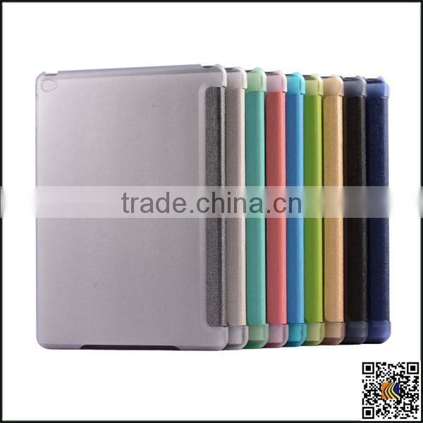 Three Fold Flip Leather Cover PC Back Case Smart Cover For iPad 6, leather case