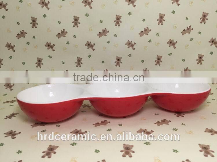 High quality grids plate ceramic fruit plate/grid plate/food dish