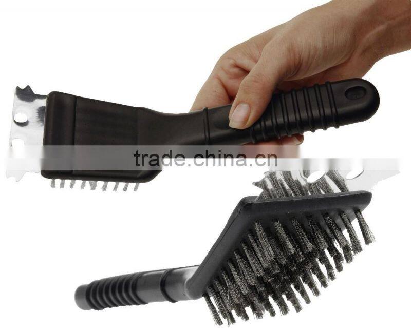 outdoor stainless steel bbq grill brush with scraper