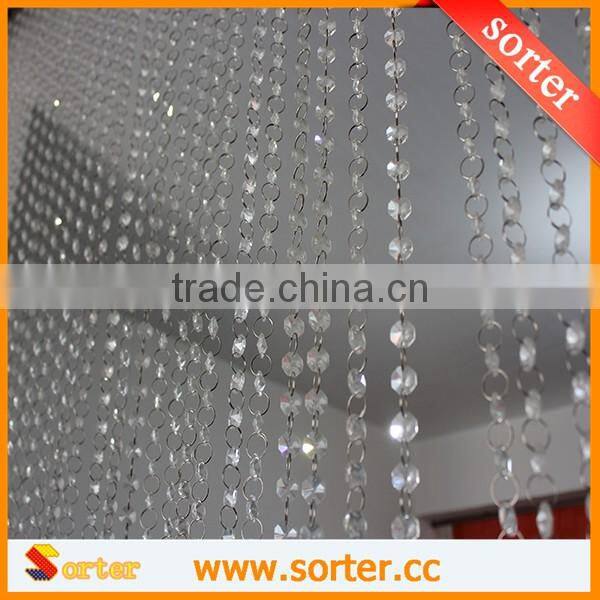 Octagon clear color crystal bead chain curtain