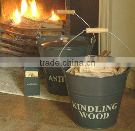 Fireplace Tools Metal Black Coal Bucket Ash Holder With Metal Shovel