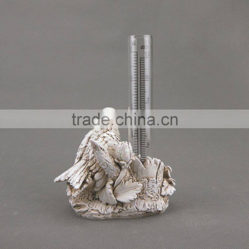 Factory direct new resin bird design rain gauge,resin bird ornaments