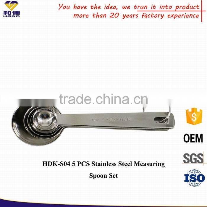 Hotsale High Quality 5 PCS Set Stainless Steel Measuring Spoon