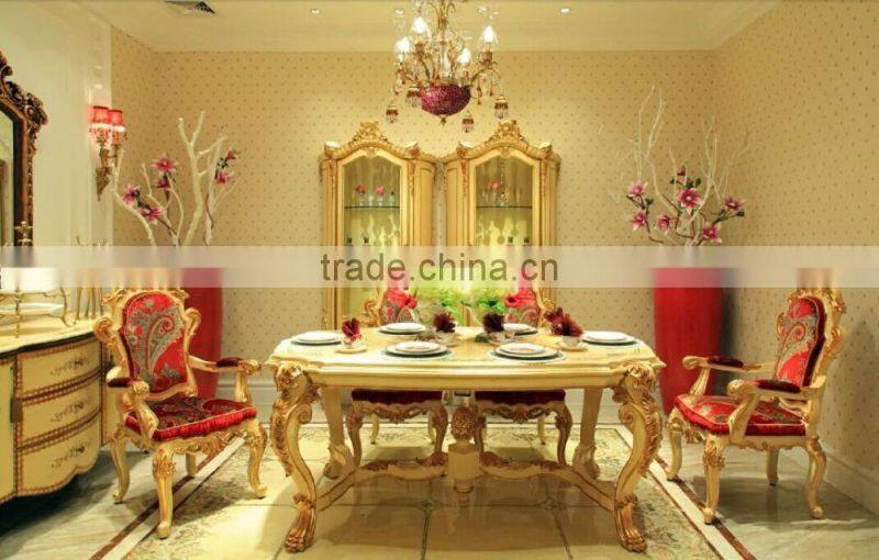 Exquisite Luxury European Imperial Handmade Round Dining Table with Beautiful Floral Table Top BF12-04254c