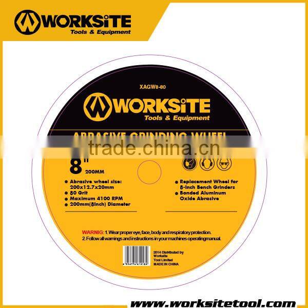 XAGW8-80 Worksite Brand Accessories 200mm 80grit Abrasive Bench Grinding Wheel