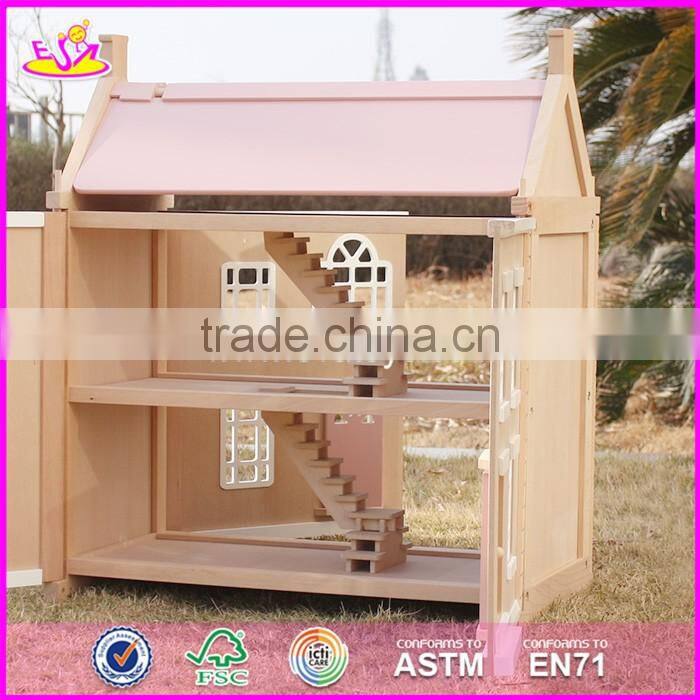 2017 New design lovely wooden girls dollhouse for sale W06A237