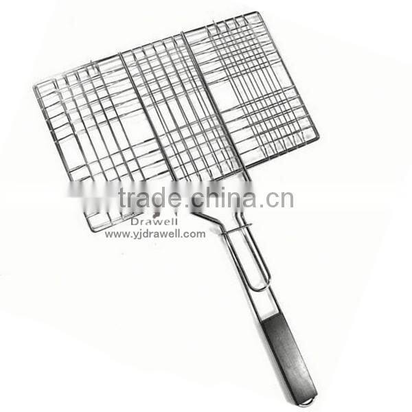 ST146 Safety Design High Quality Stainless Steel Welded Wooden Handle barbecue grill net
